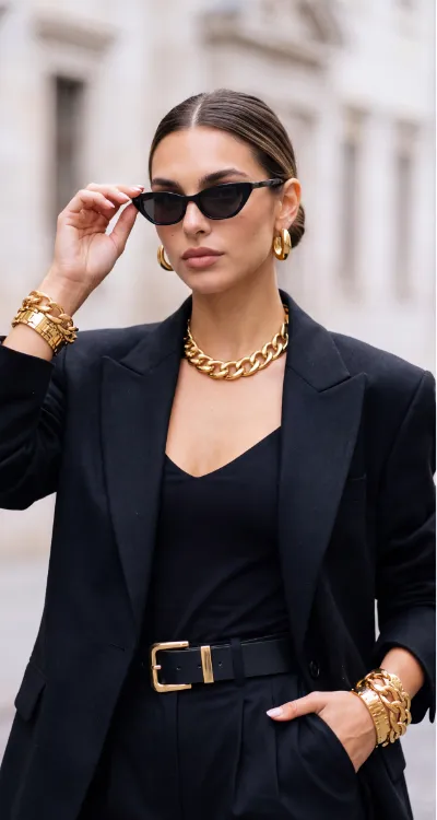 Influencer IA — cena street style com óculos