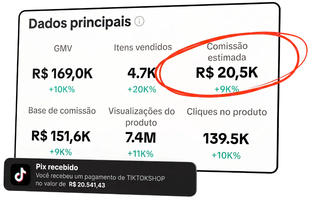 Resultado de comissões em 30 dias no TikTok Shop